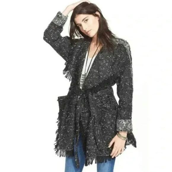 Free People Wool Tweed Fringe Wrap Jacket - Picture 7 of 7
